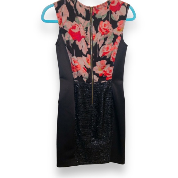 RACHEL RACHEL ROY Floral Print Sleeveless Mixed Media Knee Length Sheath Dress 2 - Picture 3 of 10